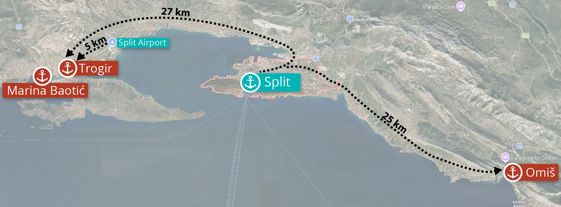 Mapa luke Split Area